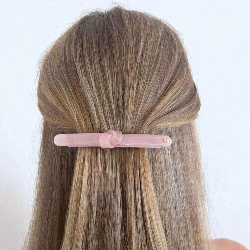 WS Cellulose Acetate Contour Barette Block Colour - Crystal Rose - Image 1