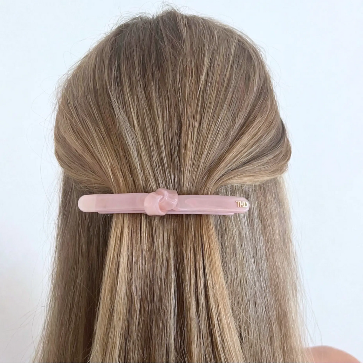 WS Cellulose Acetate Contour Barette Block Colour - Crystal Rose - Image 1