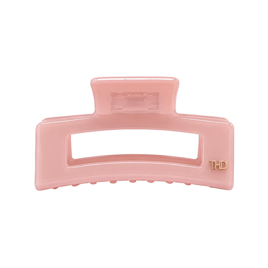 WS Cellulose Acetate Rectangle Hair Claw Large Block - Crystal Rose - Hero