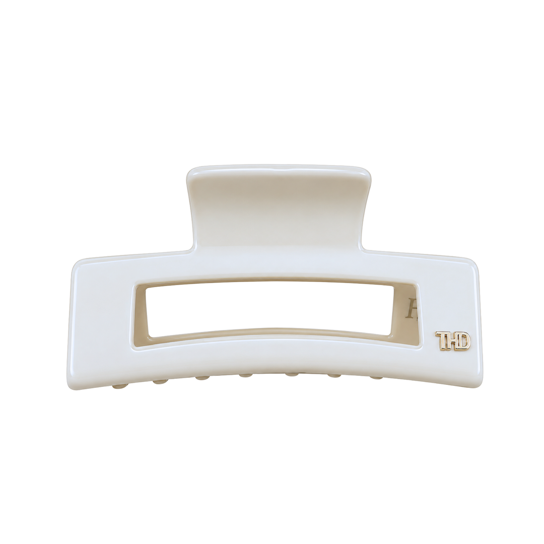 WS Cellulose Acetate Rectangle Hair Claw Large Gelato - Gelato White - Hero