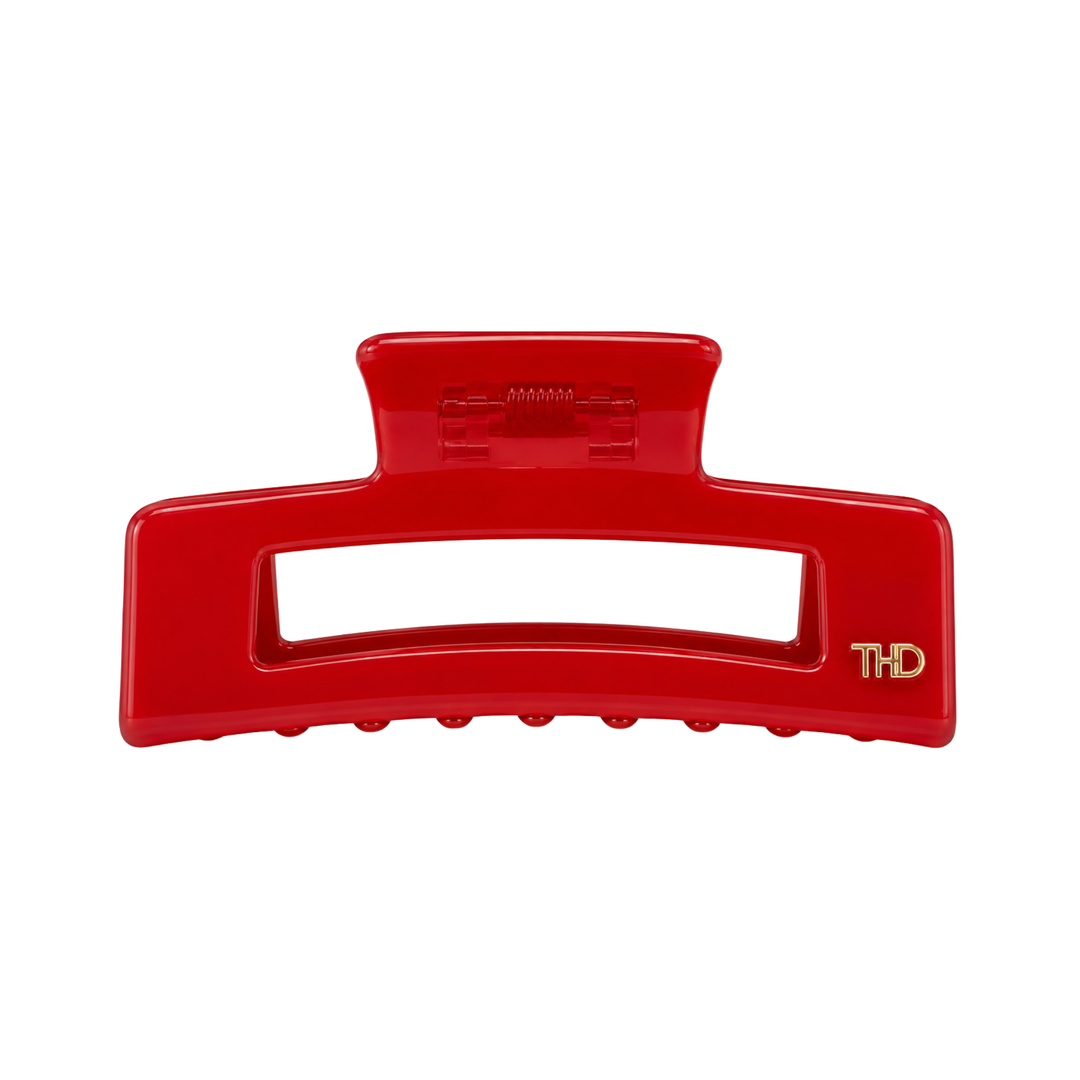 WS Cellulose Acetate Rectangle Hair Claw Large Block - Luscious Red - Hero