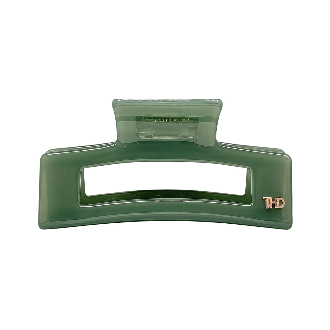 WS Cellulose Acetate Rectangle Hair Claw Large Block - Sage - Hero