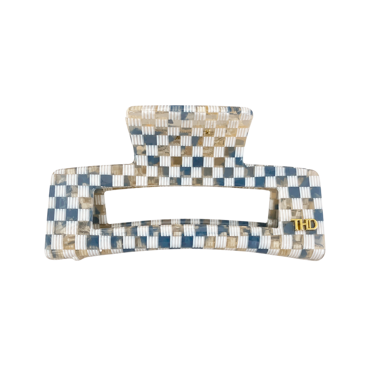 WS Cellulose Acetate Rectangle Hair Claw Large Check - Paros - Hero