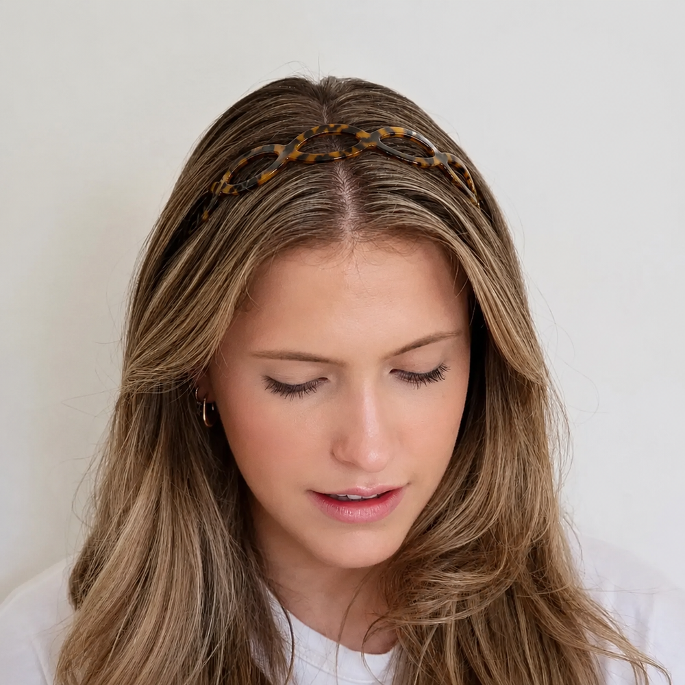 WS Cellulose Acetate Ellipse Headband - Gaia Tortoise - Image 1