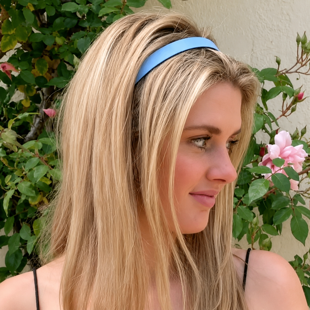 WS Acetate Headband Black Trim - Cerulean Blue & Black Trim - Image 1