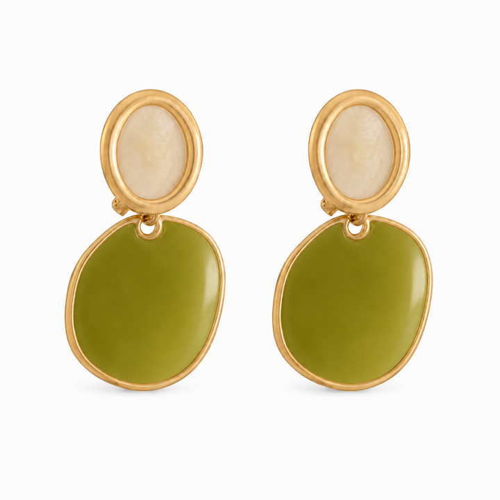 WS Elsie Drop Earrings - Green & White