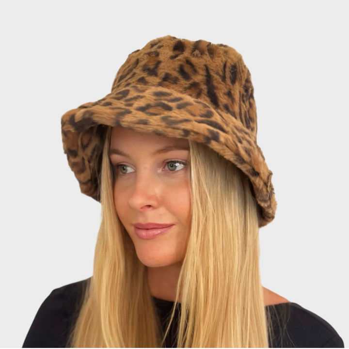 WS Hat - Faux Fur Bucket - Leopard - Image 1