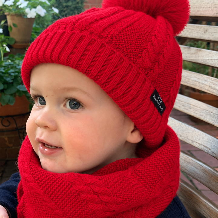WS Kids Beanie & Scarf 1-4yr - Red - Image 1