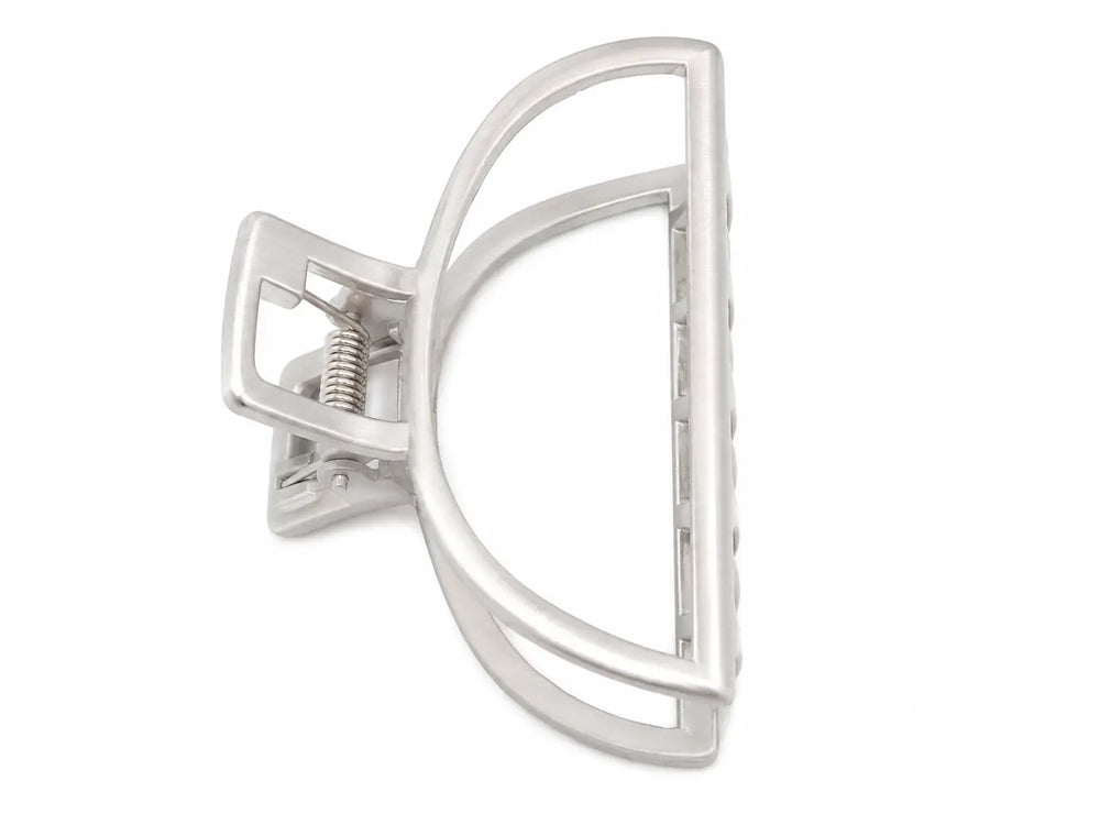 WS Large - Open Shape Metal Hair Claw - Brushed Silver - Hero