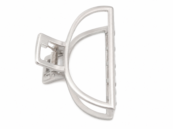 WS Large - Open Shape Metal Hair Claw - Brushed Silver - Hero