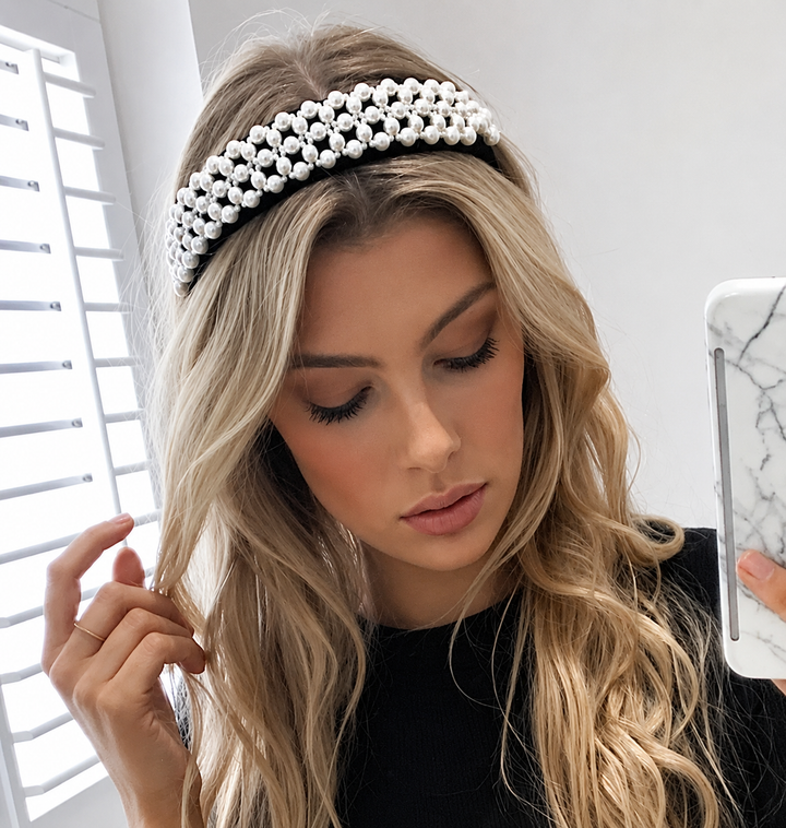 WS - Pearl Statement Headband - Pearl & Black - Image 1
