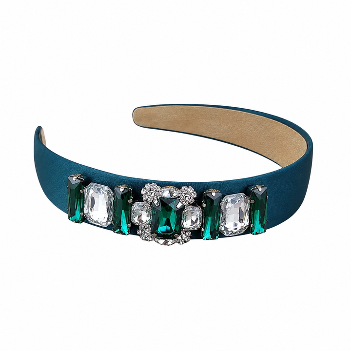 WS - Satin Asymetrical Statement Headband - Emerald Envy - Hero
