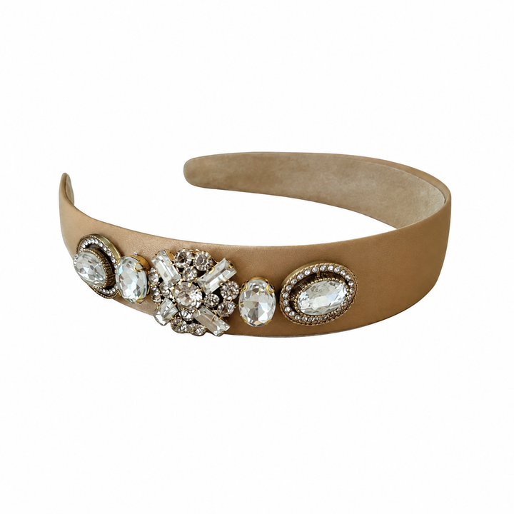 WS - Satin Asymetrical Statement Headband - Royal Champagne - Hero