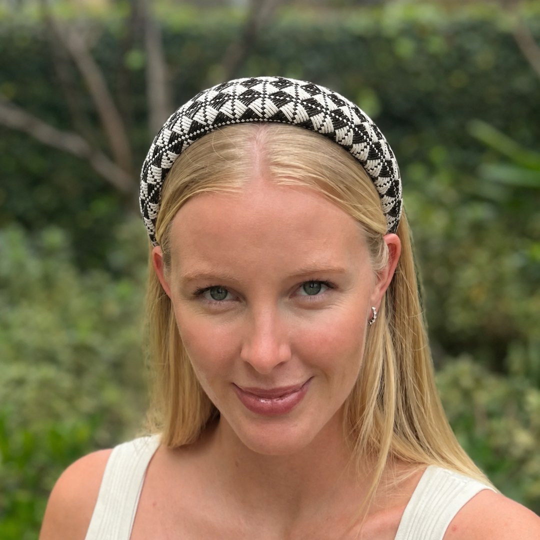 WS Straw Alice Headband - Black/White - Image 1
