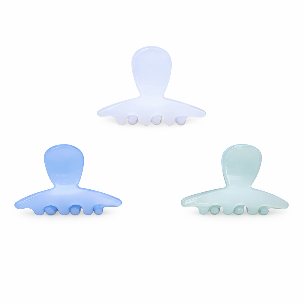WS - 3 Set Small Acetate Hair Claws - Ocean Gloss