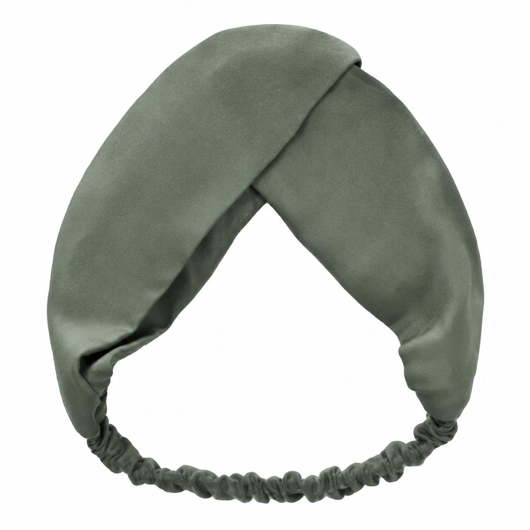 WS Vegan Suede Twisted Elastic Headband - Green - Hero