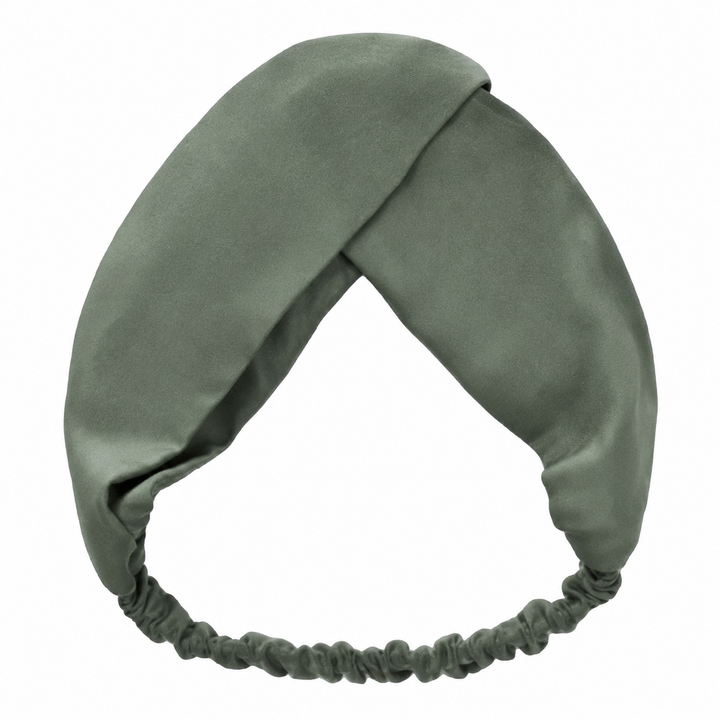 WS Vegan Suede Twisted Elastic Headband - Green - Hero