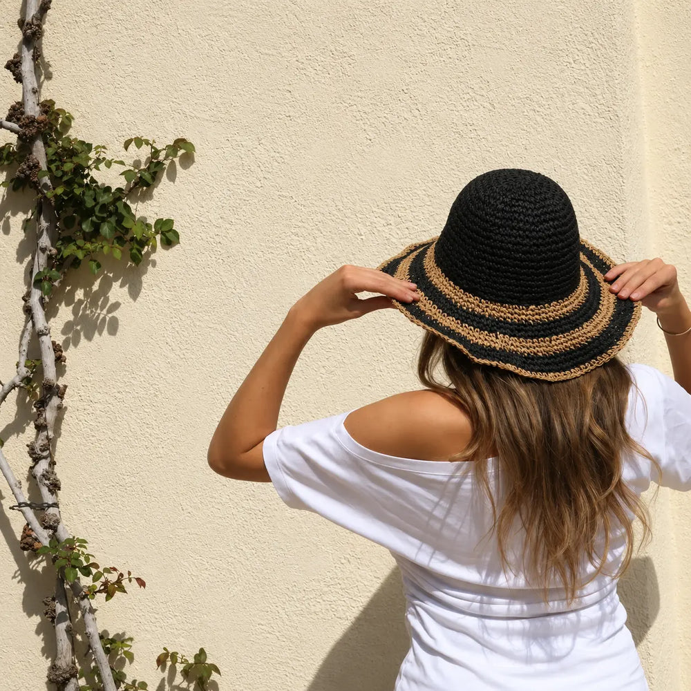 WS Woven Foldable Sun Hat - Stripe