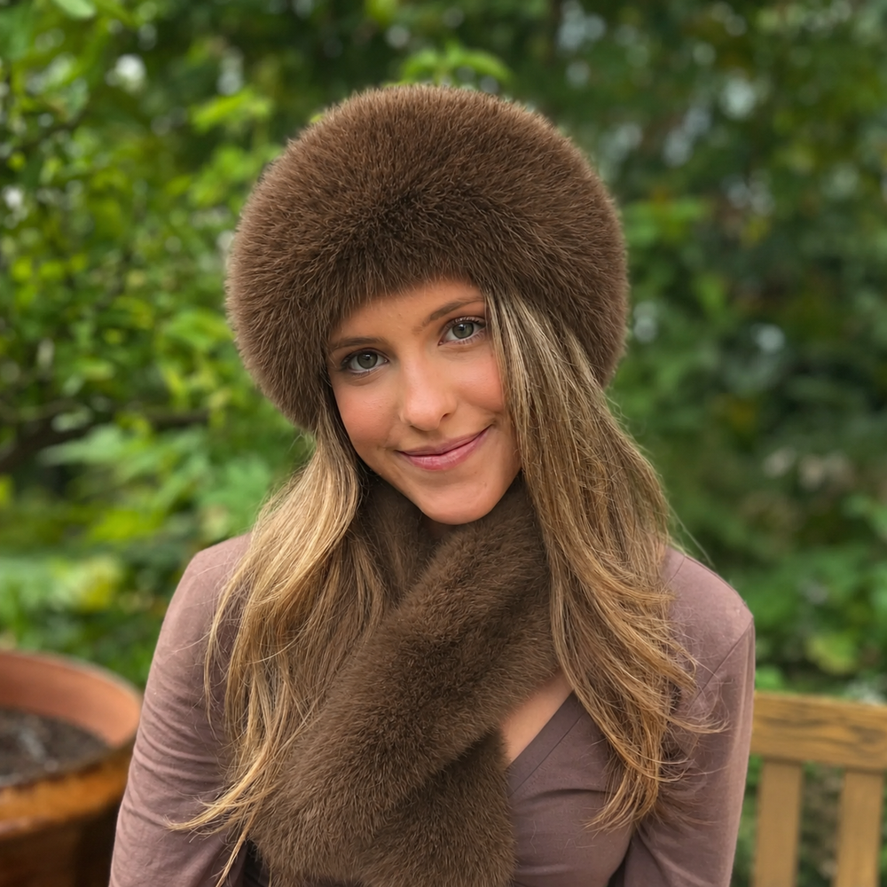 WS Faux Fur Peruvian Stole - Chocolate - Image 1